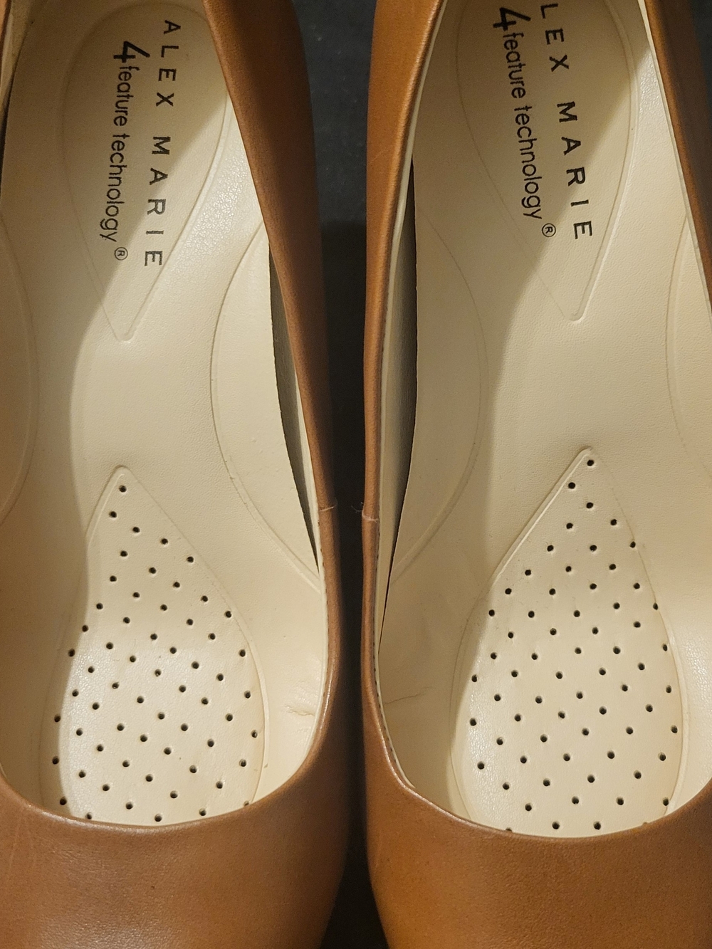 Alex Marie Brown Leather Perforated-Insole Pumps